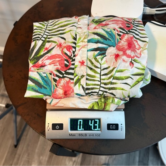 Chicos Sz 1 MEDIUM 6/8 Tropical Beach Flamingo Blouse Shirt Top Summer Cute - Picture 12 of 12